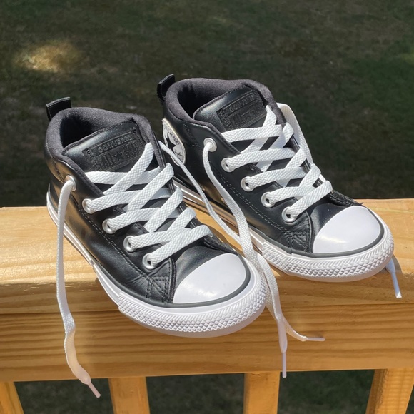 Converse Black Leather Sneakers Size 13 - Picture 11 of 16